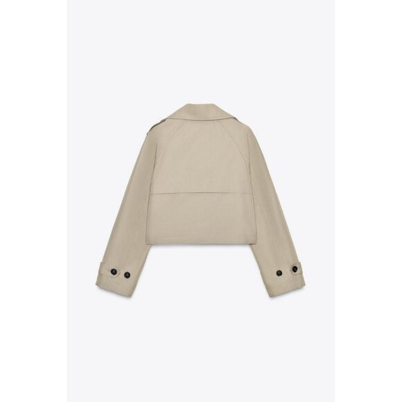 ZARA DOUBLE-BREASTED SHORT TRENCH COAT - Picture 4 of 5